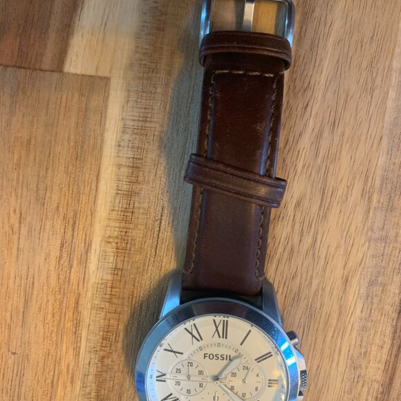 Fossil Silver Grant Chronograph Brown Leather Men's Watch - Picture 4 of 6
